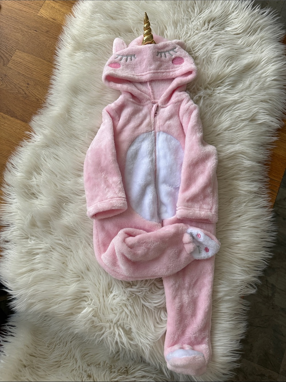 Cozy Pink Unicorn Hooded One-Piece Footie for Kids